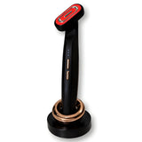 Red light therapy modern face wand in black color, on a white background.
